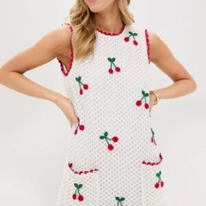 Saylor Wynn Crochet Cherry Shift Dress, size small, NWT